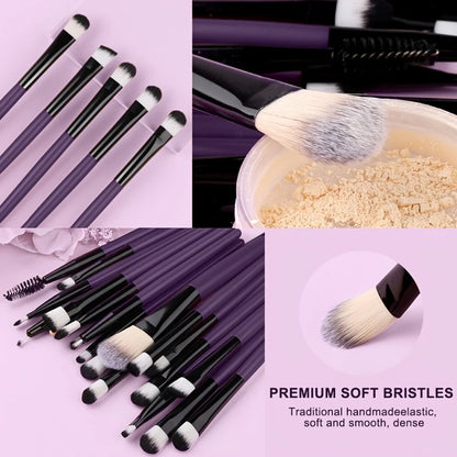 8/20-Piece Eye Makeup Brush Set – With Optional Sponges & Puffs