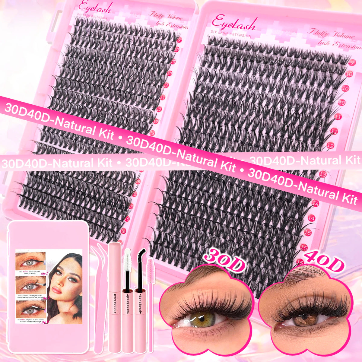 DIY Lash Extension Kit – 720pcs Individual Lash Clusters with Bond & Seal