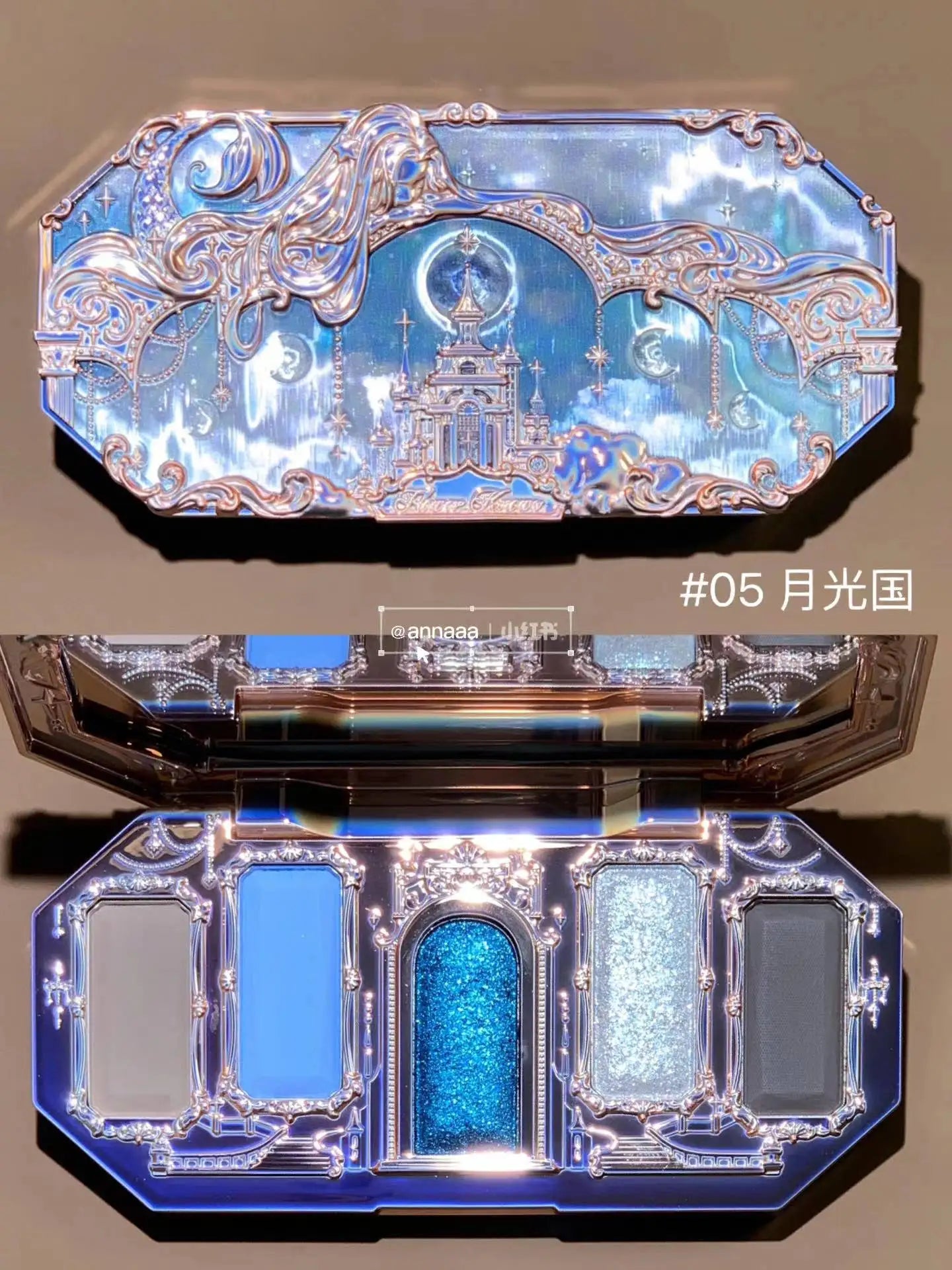 Moonlight Mermaid Eyeshadow Palette – 5-Color Matte & Shimmer Chameleon Finish