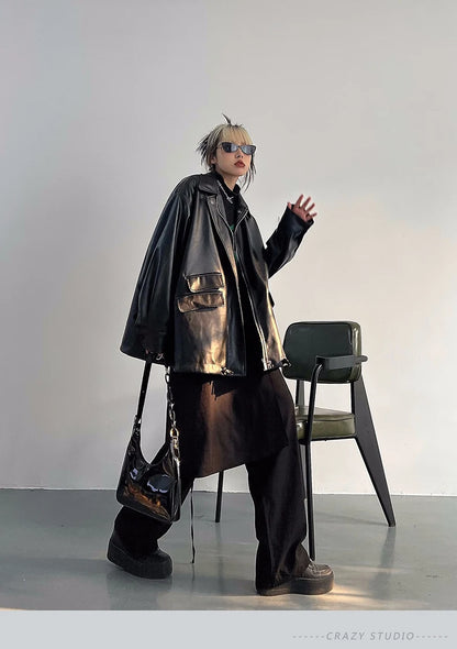 Oversized Faux Leather Jacket – Casual Cool Street Style