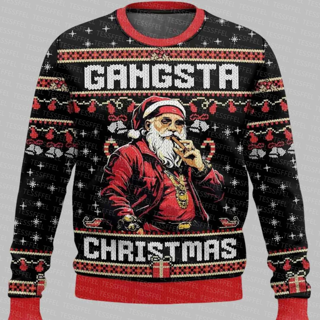 3D Christmas Cosplay Ugly Sweater – Santa, Jesus & Anime Print Holiday Pullover