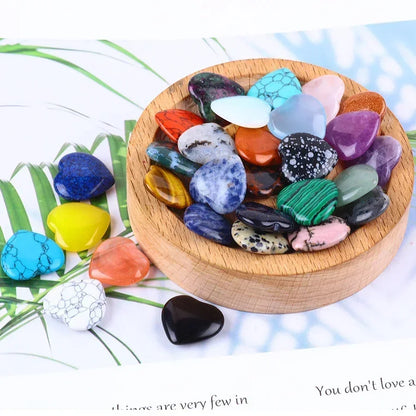 Heart-Shaped Natural Crystal Stones – Amethyst, Agate & Mineral Healing Specimens (10/20/30PCS, 20mm)