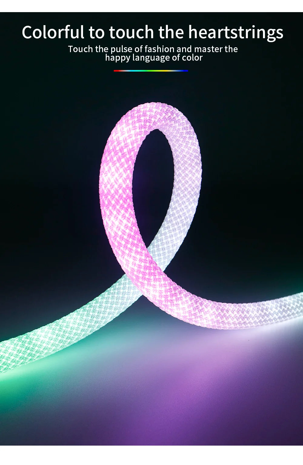 WS2812B / WS2811 5V Round Neon LED Strip – 360° RGBIC Flexible Silicone Tape, 50 LEDs/m, IP67 Waterproof