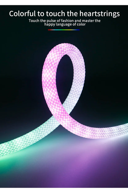 WS2812B / WS2811 5V Round Neon LED Strip – 360° RGBIC Flexible Silicone Tape, 50 LEDs/m, IP67 Waterproof