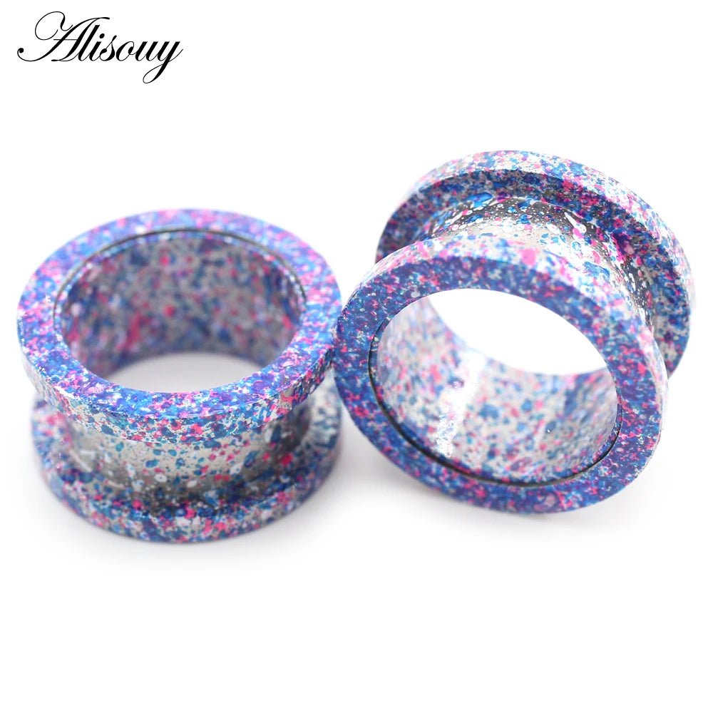 Stainless Steel Paint Pulley Ear Tunnels & Plugs Set