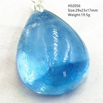 Natural Blue Topaz Quartz Pendant Necklace – Oval Healing Stone Jewelry