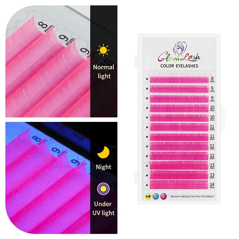 UV Blue & Orange Lash Extensions – Glow Reactive Individual False Lashes for Creative Makeup Looks