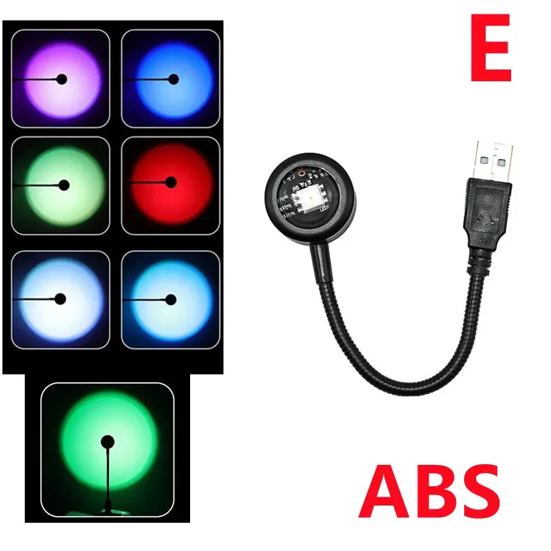 Sunset Lamp LED USB Rainbow Projector – Neon Night Light for Bedroom & Photography