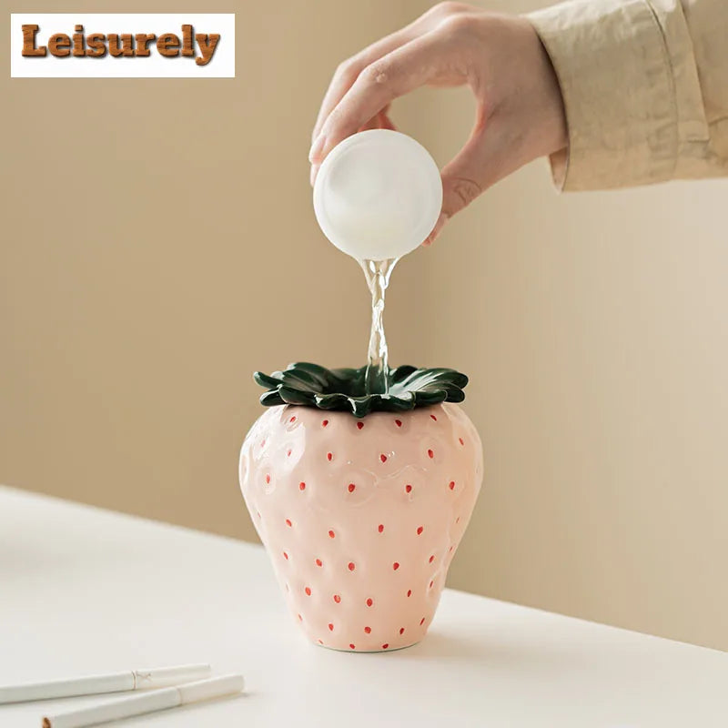 Strawberry Ceramic Storage AshTray with Lid