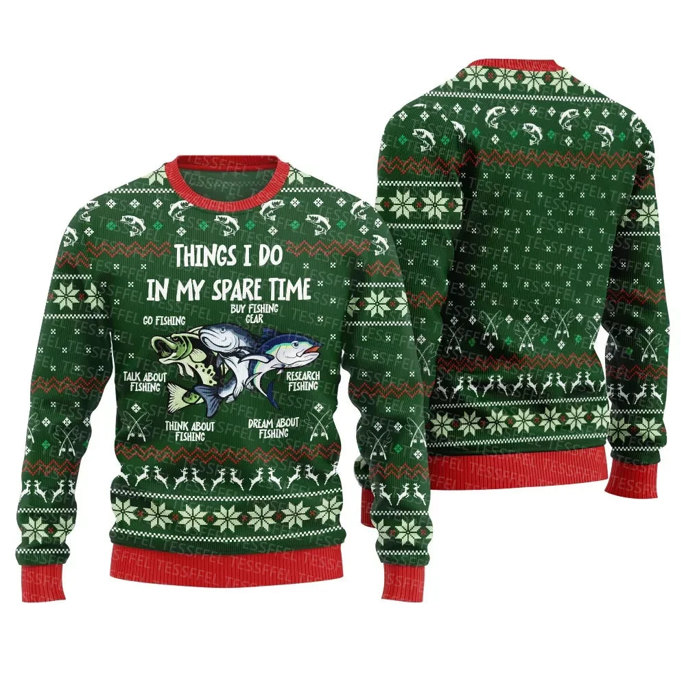 3D Christmas Cosplay Ugly Sweater – Santa, Jesus & Anime Print Holiday Pullover