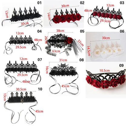 Vintage Gothic Rose Crown – Black Witch Headband Tiara