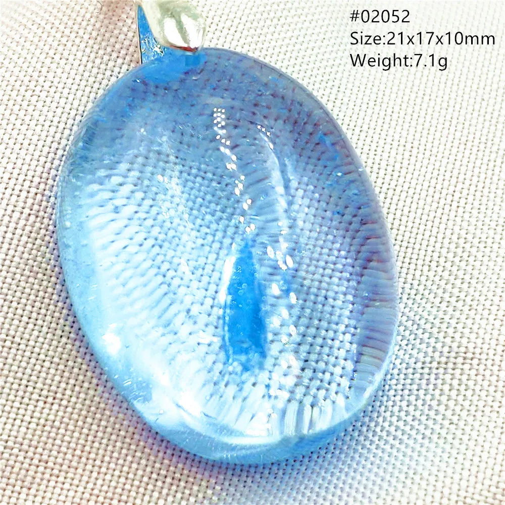 Natural Blue Topaz Quartz Pendant Necklace – Oval Healing Stone Jewelry