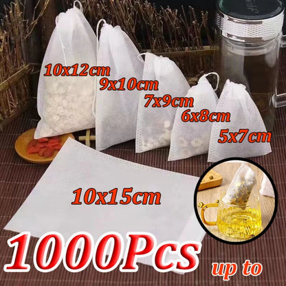 Disposable Tea Filter Bags – Empty Drawstring Paper Pouches for Loose Tea, Herbs & Coffee (100–1000PCS)