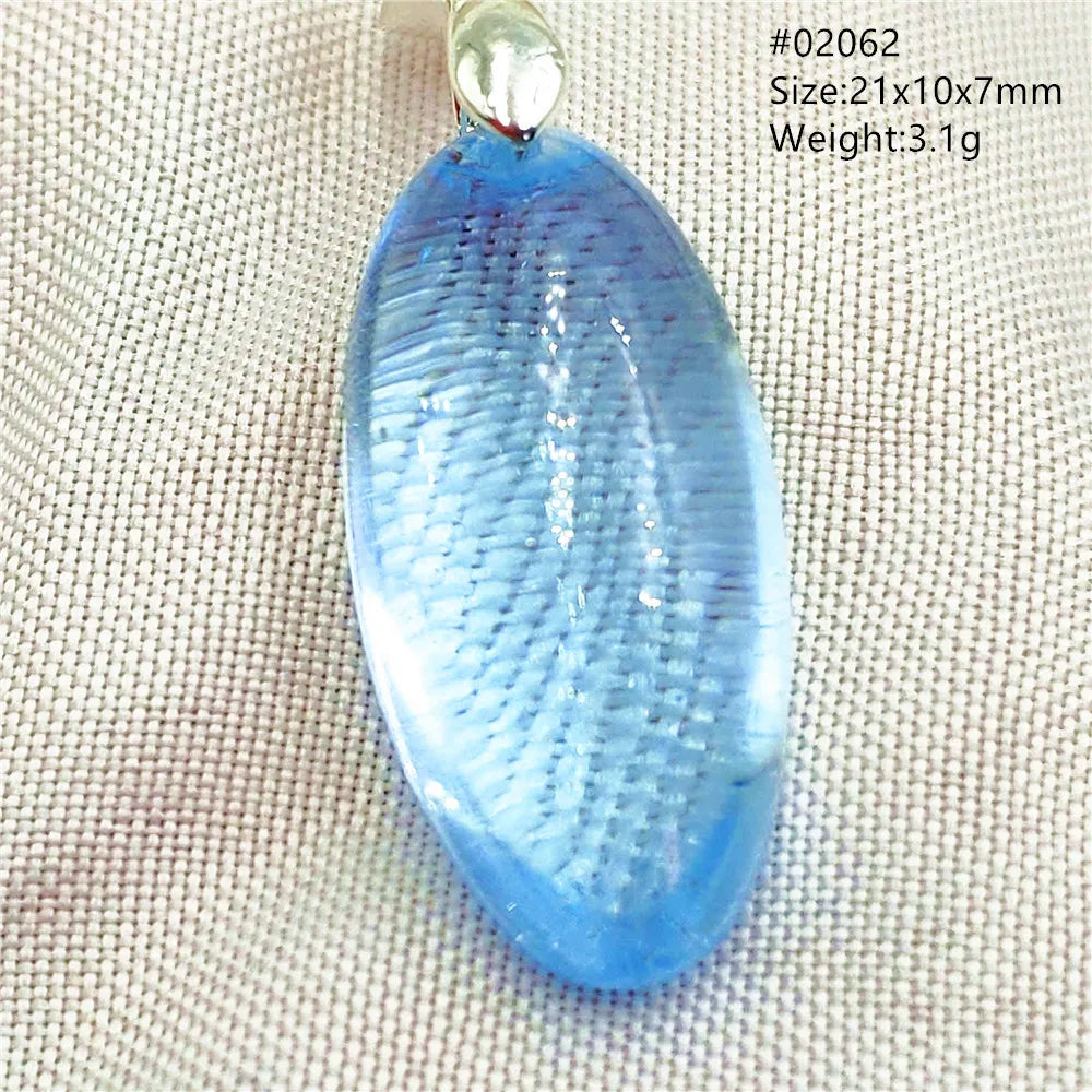 Natural Blue Topaz Quartz Pendant Necklace – Oval Healing Stone Jewelry