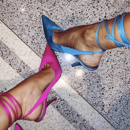 Pointed Toe Ankle Strap Party Heels