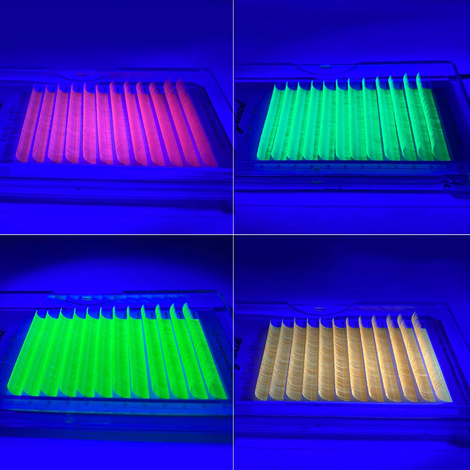Glow-in-the-Dark Neon UV Lash Extensions – Fluorescent Color Faux Mink DD Curl