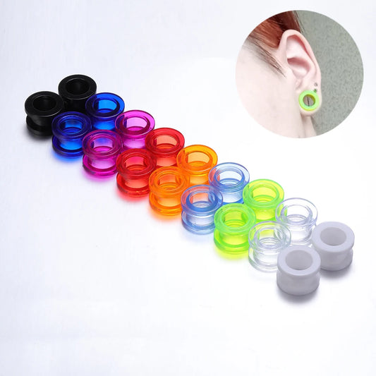 Black Colored Acrylic Screw Ear Plugs &amp; Tunnels – 1 Pair (2–24mm)