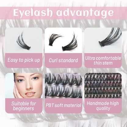 240PCS DIY Lash Cluster Extension Kit – Salon Look, At-Home Ease
