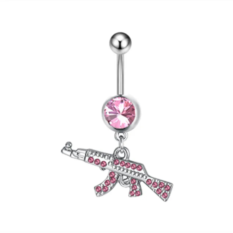 Heart-Shaped Navel Ring – Water Drop Belly Button Piercing Jewelry (14G)