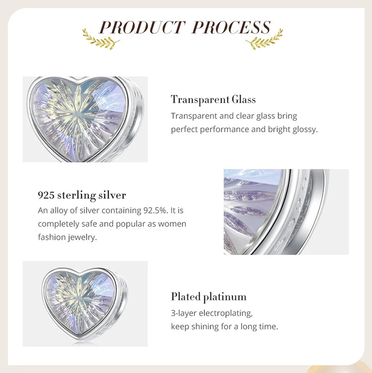 925 Sterling Silver Rainbow Heart Charm – Shine with Every Sparkle