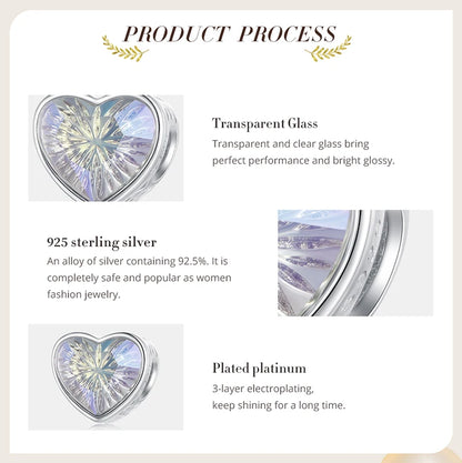 925 Sterling Silver Rainbow Heart Charm – Shine with Every Sparkle