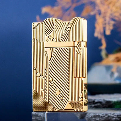 Sanji-Style Brass Kerosene Lighter – Side Pulley Ignition, Retro Collectible Gift