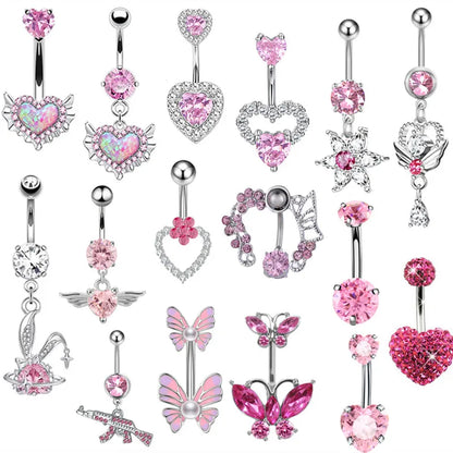 Heart-Shaped Navel Ring – 14G Water Drop Belly Button Piercing Jewelry