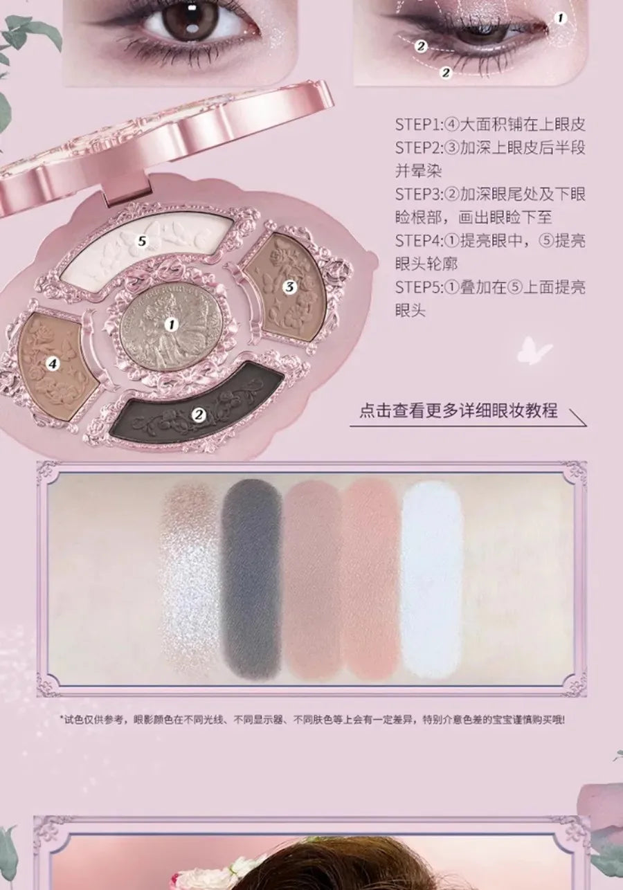 Moonlight Mermaid Eyeshadow Palette – 5-Color Matte & Shimmer Chameleon Finish