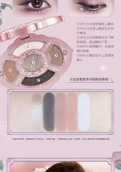 Moonlight Mermaid Eyeshadow Palette – 5-Color Matte & Shimmer Chameleon Finish