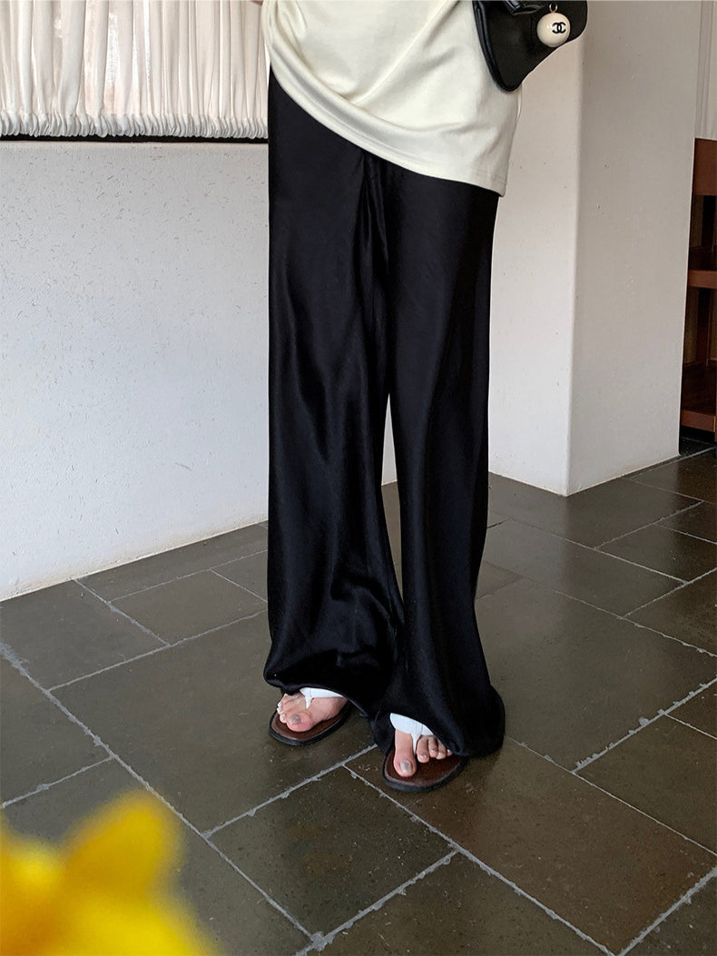 Satin Wide-Leg Pants – Elegant Korean Fashion Summer Trousers