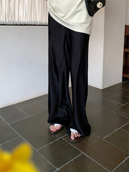 Satin Wide-Leg Pants – Elegant Korean Fashion Summer Trousers