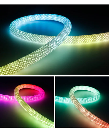 WS2812B / WS2811 5V Round Neon LED Strip – 360° RGBIC Flexible Silicone Tape, 50 LEDs/m, IP67 Waterproof