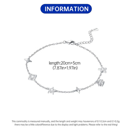 925 Sterling Silver Double-Layer Anklet – Exquisite Zircon Heart Chain Jewelry