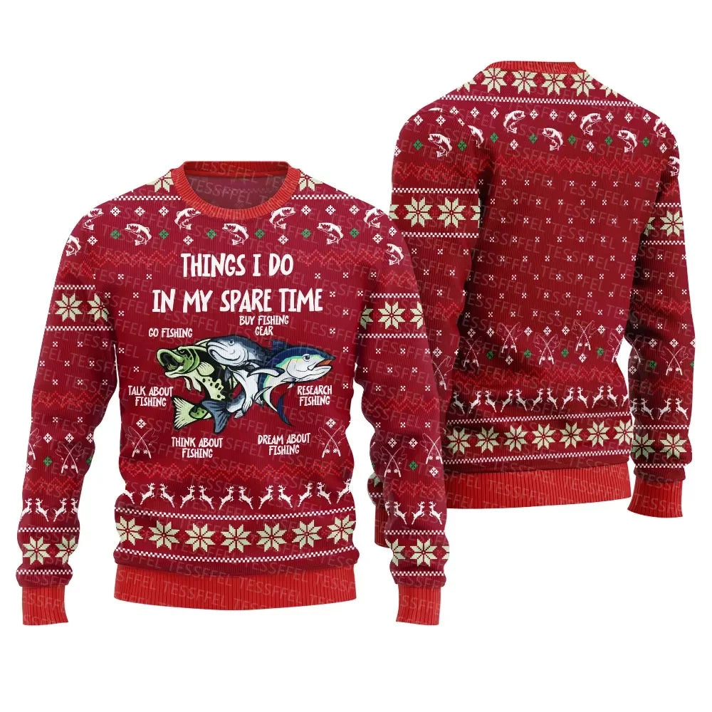 3D Christmas Cosplay Ugly Sweater – Santa, Jesus & Anime Print Holiday Pullover