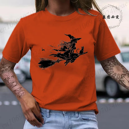 Flying Witch & Black Cat Spooky Season Shirt