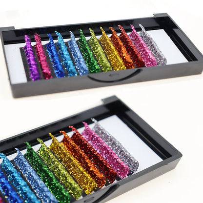 Fashion Glitter Lash Extensions – Colorful Shine, Mix Colors & Russian Volume
