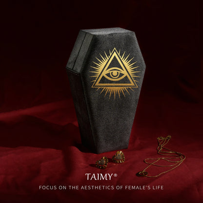 Gothic Velvet Coffin Jewelry Box – Customizable Ring & Necklace Display Case