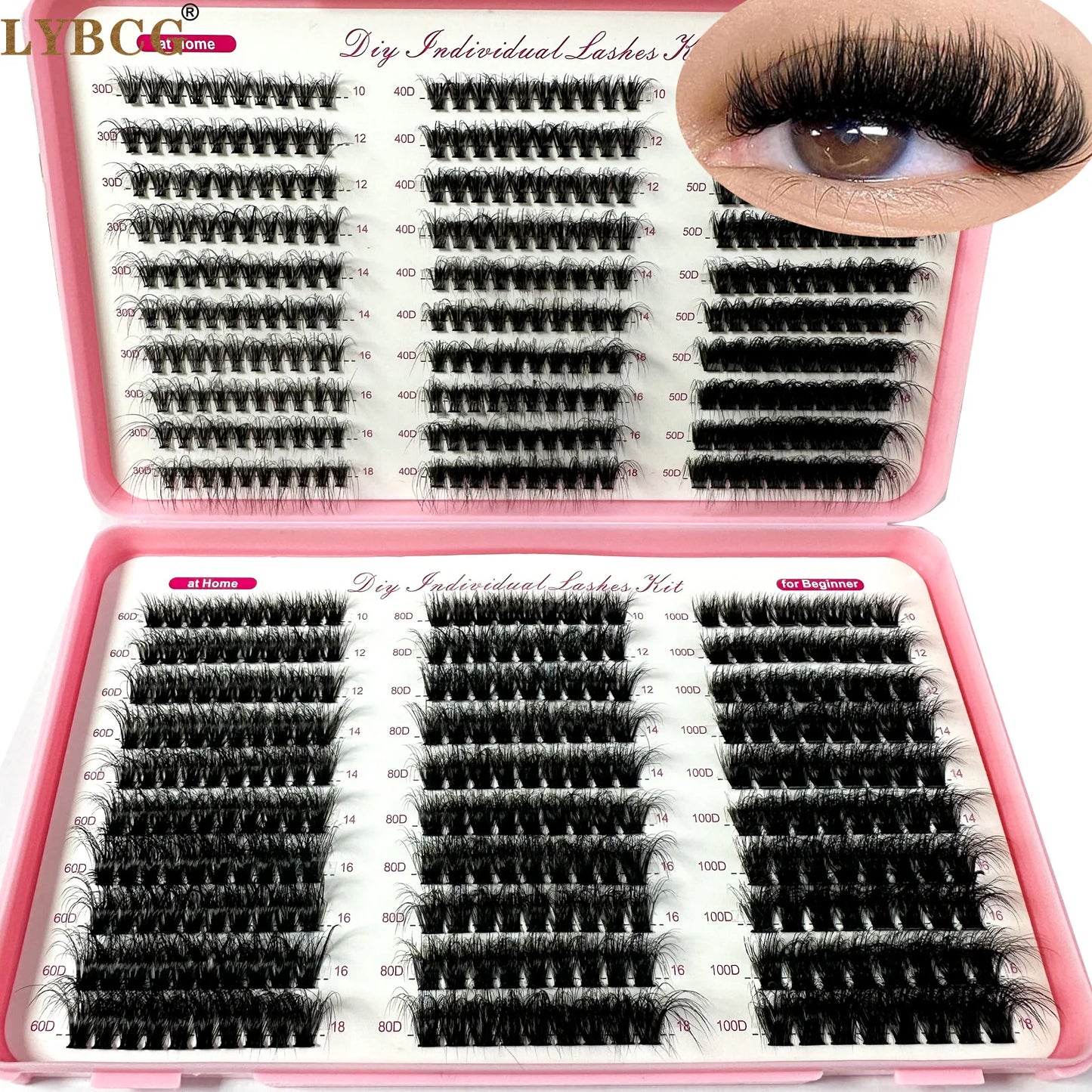 0.07mm Soft Fluffy Lash Clusters – 30D–100D Volume Extensions (570pcs)