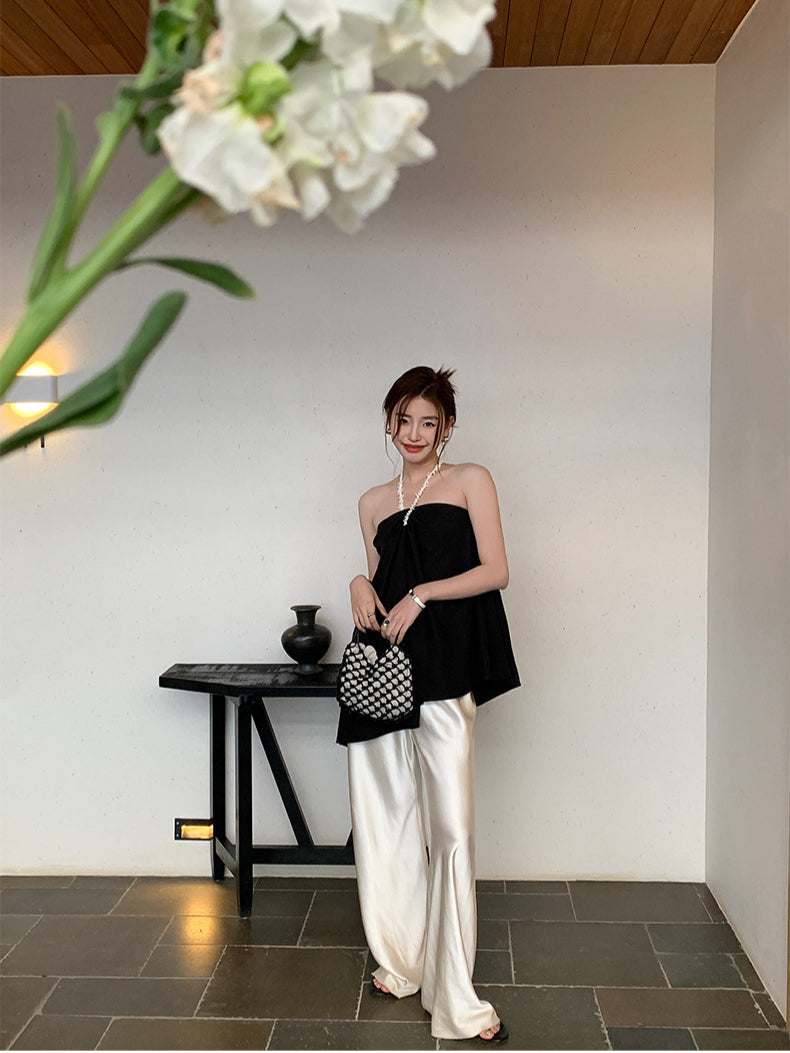 Satin Wide-Leg Pants – Elegant Korean Fashion Summer Trousers