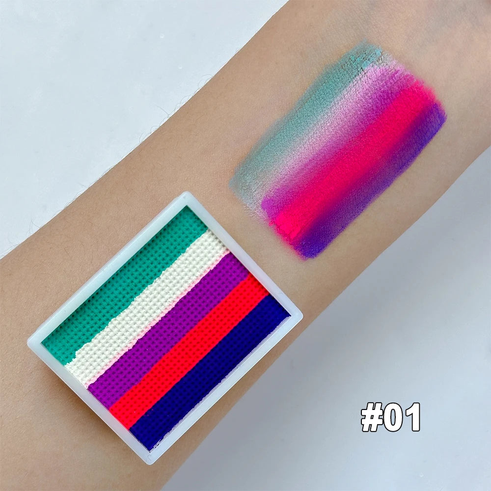 UV Glow-in-the-Dark Rainbow Body Paint – Neon Fluorescent Water-Activated Makeup (8g)