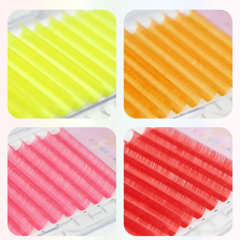 Glow-in-the-Dark Neon UV Lash Extensions – Fluorescent Color Faux Mink CC Curl