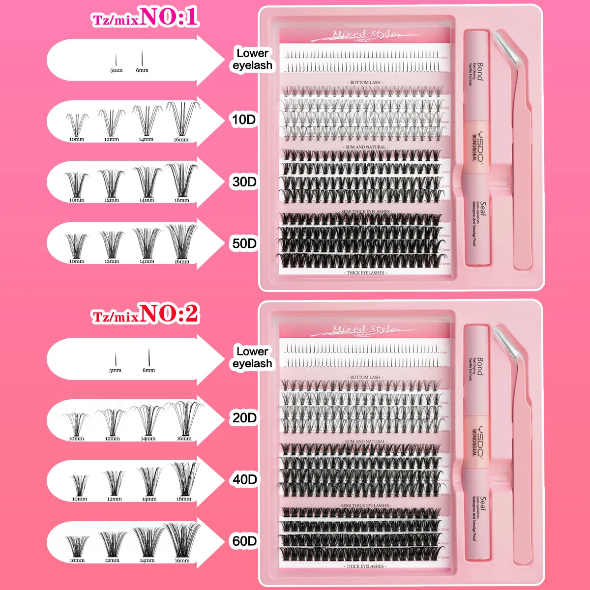 DIY Lash Cluster Extension Kit – Bond, Seal & Applicator Set (5–16mm)