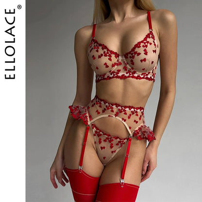 Heart Lace Embroidery Lingerie Set