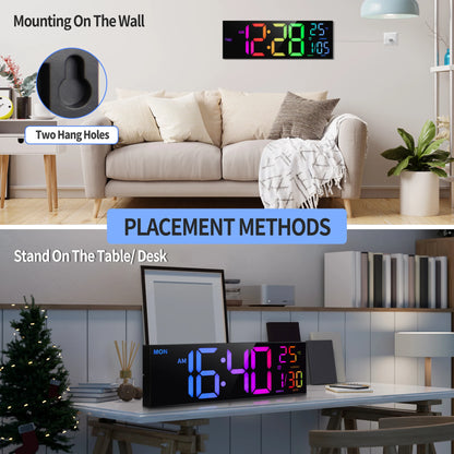 16" RGB LED Digital Wall Clock