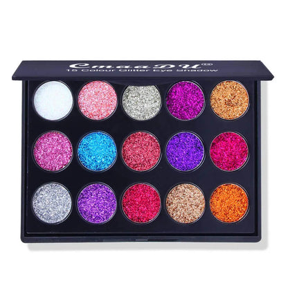 15-Color Glitter Eyeshadow Palette – Dazzling Gold Scallion Powder Tray