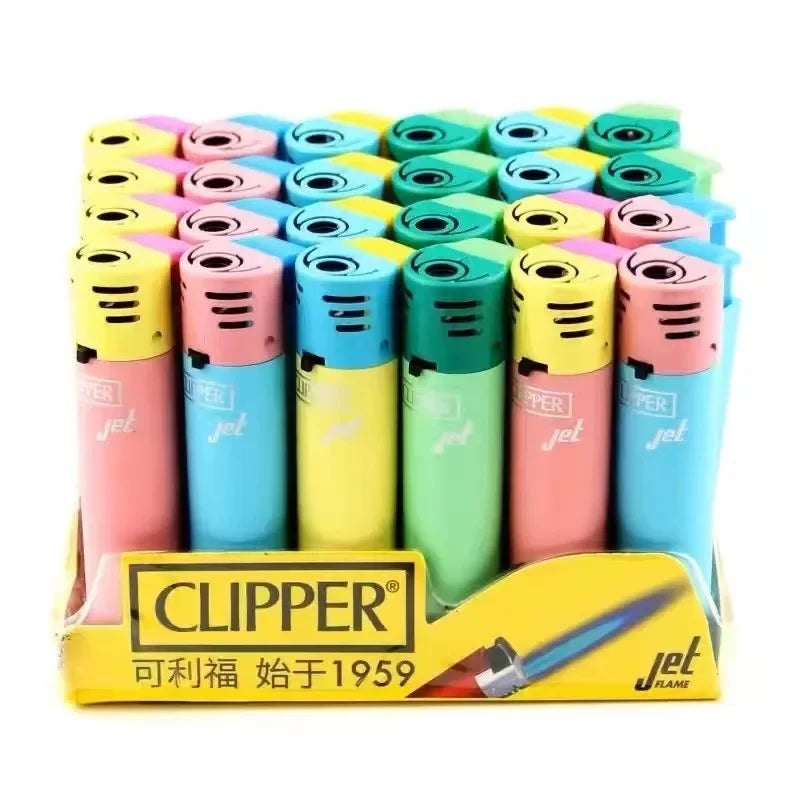 24-Piece Clipper-Style Butane Lighter Set – Refillable with Pattern Designs