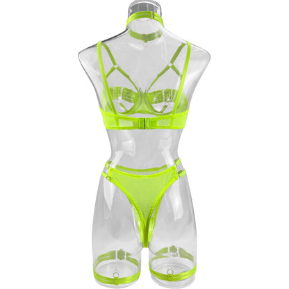5-Piece Hollow Lingerie Set – Sensual Open Bra & Brief Outfit