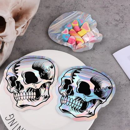 Halloween Skull Candy Bags – Self-Sealing Party Favor Pouches (10–100pcs)