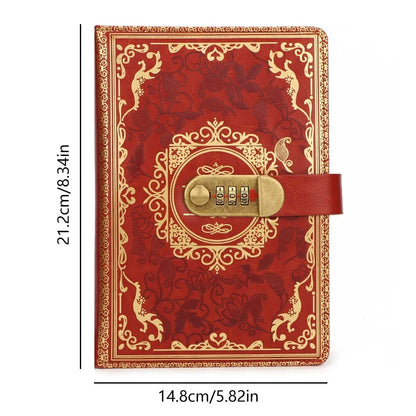 A5 Retro Password Lock Notebook – PU Leather Journal with Privacy Lock for Writing & Diary