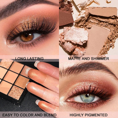 9-Grid Eyeshadow Palette – Glitter, Pearlescent, Matte & Shimmer Finishes